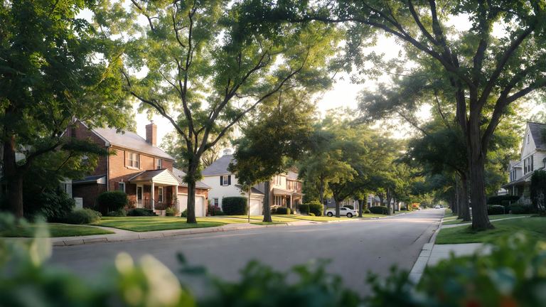 Tree-lined Northbrook residential street